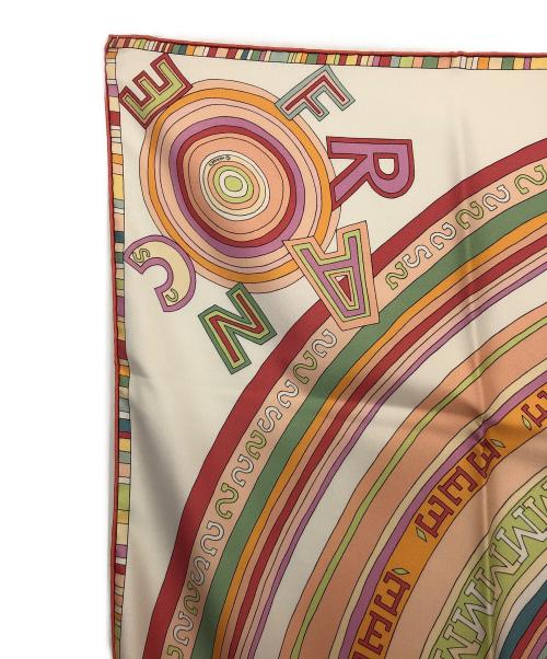 HERMES（エルメス）HERMES (エルメス) カレ90 FRANCE PARIS 24 Fbg ホワイト×ピンクの古着・服飾アイテム