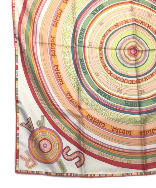 HERMES（エルメス）HERMES (エルメス) カレ90 FRANCE PARIS 24 Fbg ホワイト×ピンクの古着・服飾アイテム