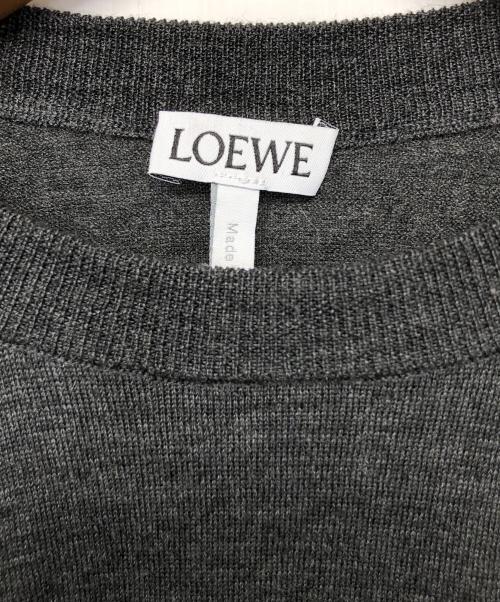 LOEWE（ロエベ）LOEWE (ロエベ) ロゴ刺繍 ツートーン クルーネック セーター グレー サイズ:XSの古着・服飾アイテム
