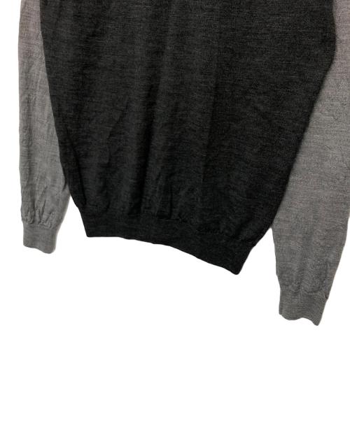 LOEWE（ロエベ）LOEWE (ロエベ) ロゴ刺繍 ツートーン クルーネック セーター グレー サイズ:XSの古着・服飾アイテム