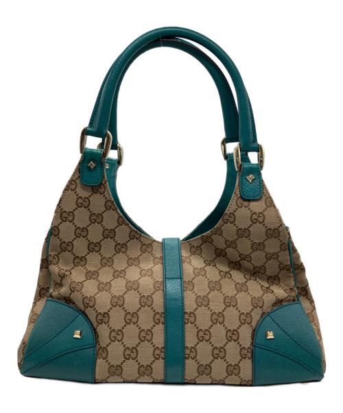 GUCCI（グッチ）GUCCI (グッチ) ニュージャッキー　ハンドバッグ グリーン×ベージュの古着・服飾アイテム