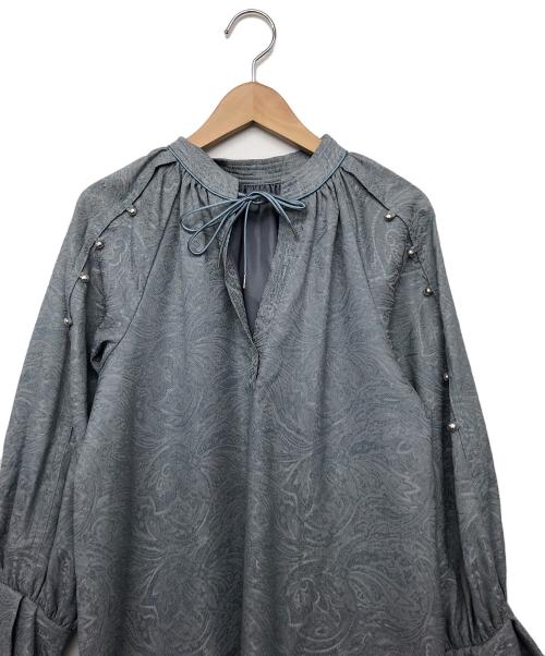 PUBLIC TOKYO（パブリックトウキョウ）PUBLIC TOKYO (パブリックトウキョウ) ジャガードギャザーワンピース ブルー サイズ:FREEの古着・服飾アイテム