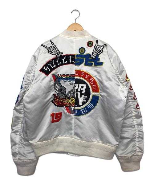 DIESEL（ディーゼル）DIESEL (ディーゼル) MA-1ジャケット ホワイト サイズ:Lの古着・服飾アイテム