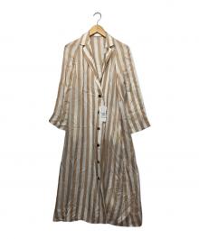 BALLSEY（ボールジィ）の古着「ストライプ ボールジー ロングコート ワンピース」｜ベージュ×ホワイト