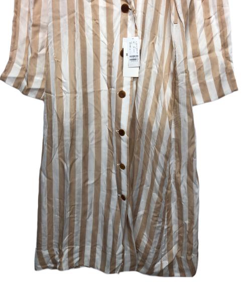 BALLSEY（ボールジィ）BALLSEY (ボールジィ) ストライプ ボールジー ロングコート ワンピース ベージュ×ホワイト サイズ:42の古着・服飾アイテム