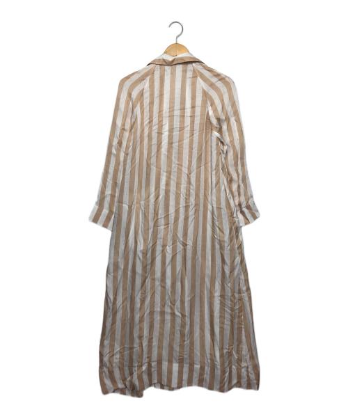 BALLSEY（ボールジィ）BALLSEY (ボールジィ) ストライプ ボールジー ロングコート ワンピース ベージュ×ホワイト サイズ:42の古着・服飾アイテム