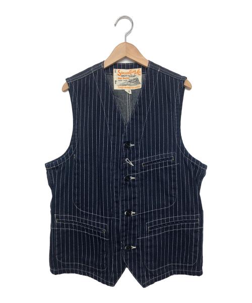 SUGAR CANE（シュガーケーン）SUGAR CANE (シュガーケーン) ウォバッシュストライプワークベスト ネイビー サイズ:38の古着・服飾アイテム