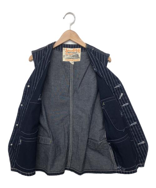 SUGAR CANE（シュガーケーン）SUGAR CANE (シュガーケーン) ウォバッシュストライプワークベスト ネイビー サイズ:38の古着・服飾アイテム