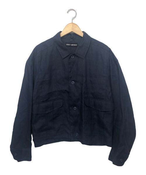 ISSEY MIYAKE（イッセイミヤケ）ISSEY MIYAKE (イッセイミヤケ) リネンジャケット ネイビー サイズ:Mの古着・服飾アイテム