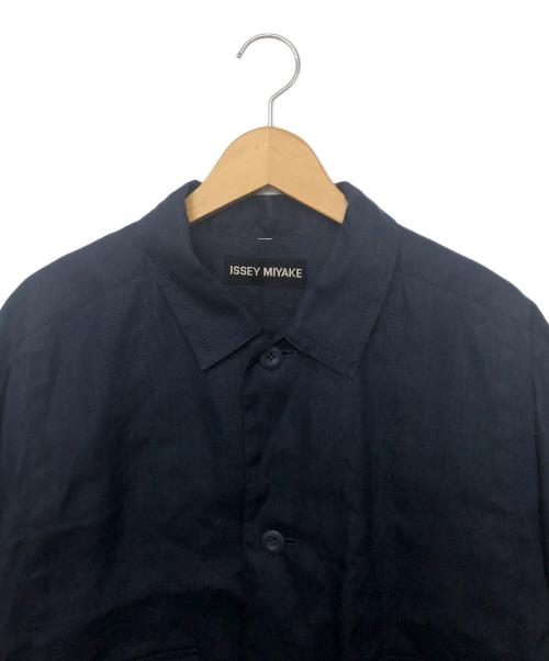 ISSEY MIYAKE（イッセイミヤケ）ISSEY MIYAKE (イッセイミヤケ) リネンジャケット ネイビー サイズ:Mの古着・服飾アイテム