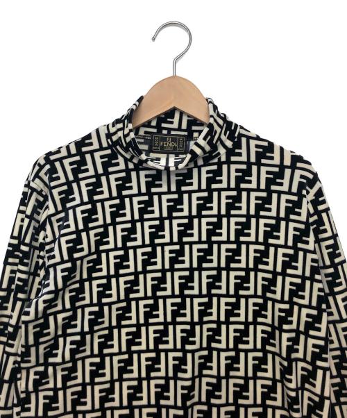 FENDI（フェンディ）FENDI (フェンディ) ベロアカットソー ブラック×ホワイト サイズ:38の古着・服飾アイテム