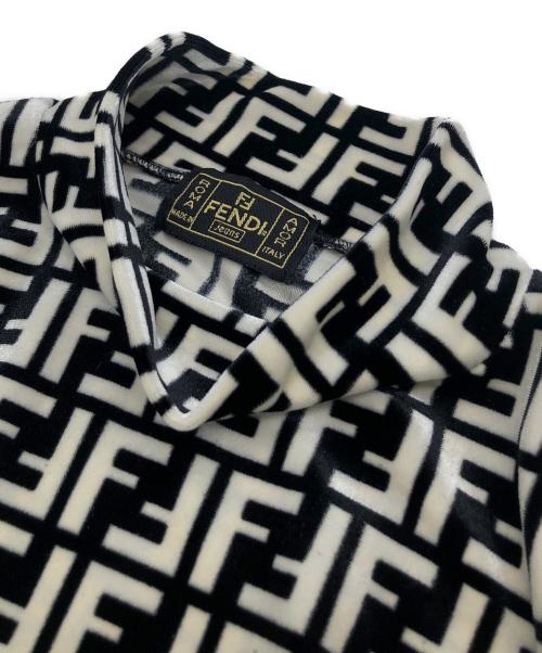 FENDI（フェンディ）FENDI (フェンディ) ベロアカットソー ブラック×ホワイト サイズ:38の古着・服飾アイテム