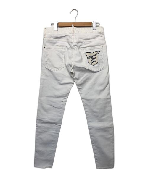 DSQUARED2（ディースクエアード）DSQUARED2 (ディースクエアード) ワッペンデザインスキニーパンツ ホワイト サイズ:48の古着・服飾アイテム