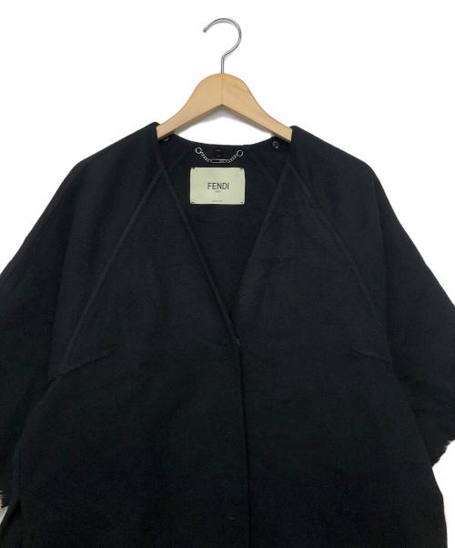 FENDI（フェンディ）FENDI (フェンディ) FF8450 W18　マフラー付き カシミヤ ミンクファー コート ブラック サイズ:38の古着・服飾アイテム