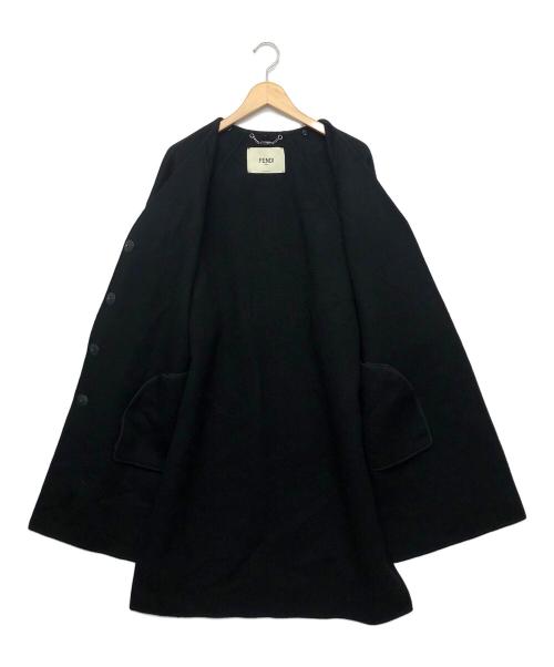 FENDI（フェンディ）FENDI (フェンディ) FF8450 W18　マフラー付き カシミヤ ミンクファー コート ブラック サイズ:38の古着・服飾アイテム