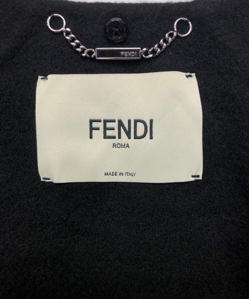 FENDI（フェンディ）FENDI (フェンディ) FF8450 W18　マフラー付き カシミヤ ミンクファー コート ブラック サイズ:38の古着・服飾アイテム