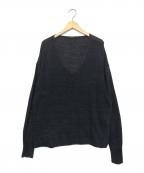 COMOLIコモリ）の古着「ブラックVネックニット」｜グレー