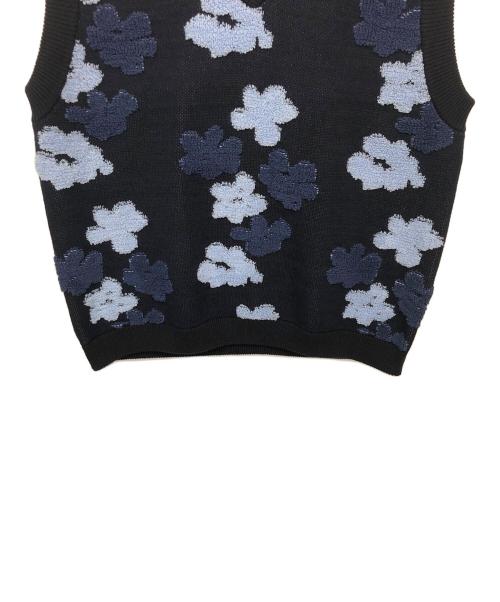 son of the cheese（（サノバチーズ））SON OF THE CHEESE (（サノバチーズ）) Flower Pattern Knit Vest ネイビー サイズ:Lの古着・服飾アイテム