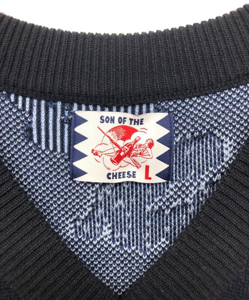 son of the cheese（（サノバチーズ））SON OF THE CHEESE (（サノバチーズ）) Flower Pattern Knit Vest ネイビー サイズ:Lの古着・服飾アイテム