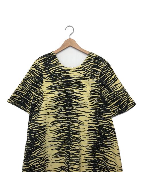 GANNI（ガニー）Ganni (ガニー) F5938　半袖ワンピース イエロー×ブラック サイズ:38の古着・服飾アイテム