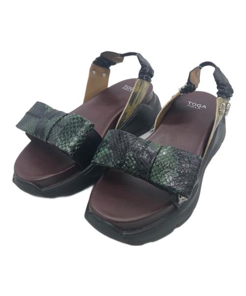 TOGA PULLA（トーガ プルラ）TOGA PULLA (トーガ プルラ) 厚底サンダル ブラウン×ブラック サイズ:38の古着・服飾アイテム