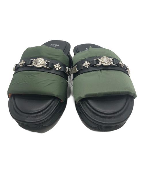 TOGA VIRILIS（トーガ ビリリース）TOGA VIRILIS (トーガ ビリリース) 厚底サンダル ブラック×カーキ サイズ:記載なしの古着・服飾アイテム