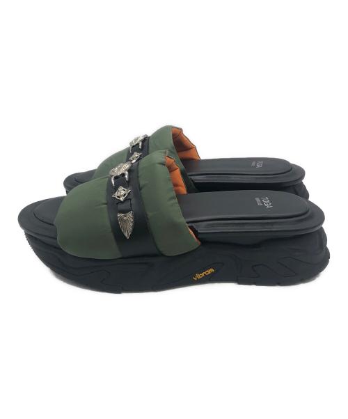 TOGA VIRILIS（トーガ ビリリース）TOGA VIRILIS (トーガ ビリリース) 厚底サンダル ブラック×カーキ サイズ:記載なしの古着・服飾アイテム
