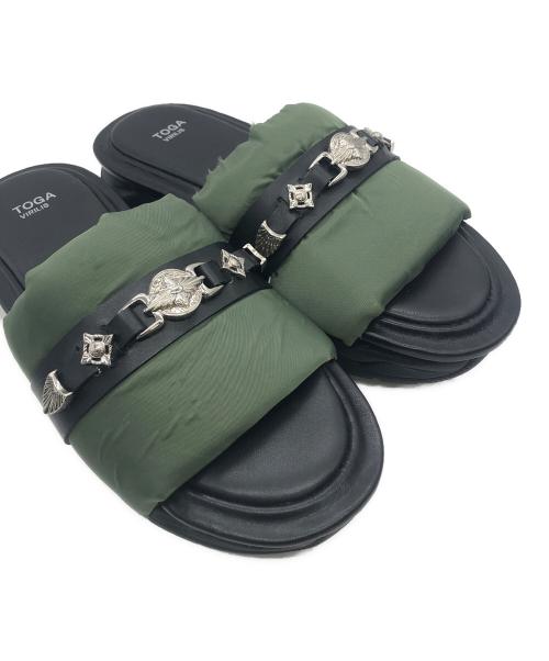 TOGA VIRILIS（トーガ ビリリース）TOGA VIRILIS (トーガ ビリリース) 厚底サンダル ブラック×カーキ サイズ:記載なしの古着・服飾アイテム