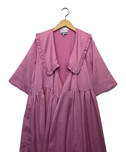 GANNI（ガニー）Ganni (ガニー) ビッグフリルカラー ショートスリーブワンピース ピンク サイズ:XXS/XSの古着・服飾アイテム