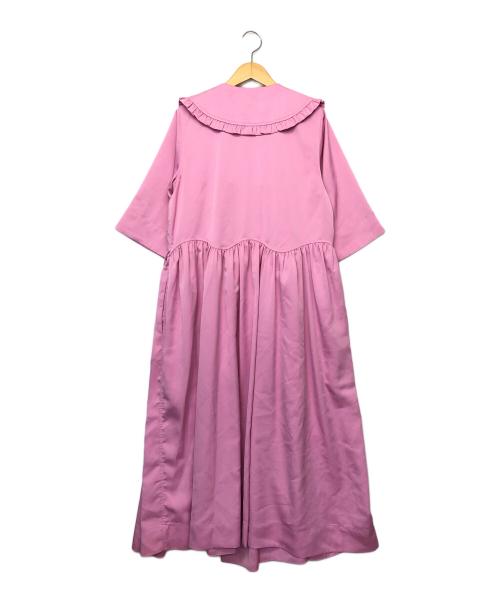 GANNI（ガニー）Ganni (ガニー) ビッグフリルカラー ショートスリーブワンピース ピンク サイズ:XXS/XSの古着・服飾アイテム