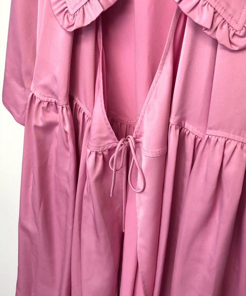 GANNI（ガニー）Ganni (ガニー) ビッグフリルカラー ショートスリーブワンピース ピンク サイズ:XXS/XSの古着・服飾アイテム