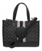 COACHコーチ）の古着「デンプシー キャリーオール シグネチャー ジャカード ウィズ ストライプ アンド コーチ パッチ」｜ブラック