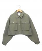 Ameriアメリ）の古着「EMBOSS SHORT ARMY LIKE JACKET」｜グリーン
