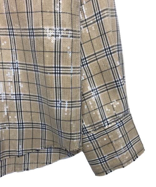 AFB（エーエフビー）AFB (エーエフビー) spangle shirts ベージュ サイズ:L　の古着・服飾アイテム