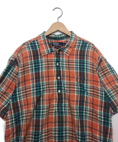 POLO RALPH LAUREN（ポロ・ラルフローレン）POLO RALPH LAUREN (ポロ・ラルフローレン) CLARENCE P/O　半袖チャックシャツ オレンジ サイズ:Lの古着・服飾アイテム