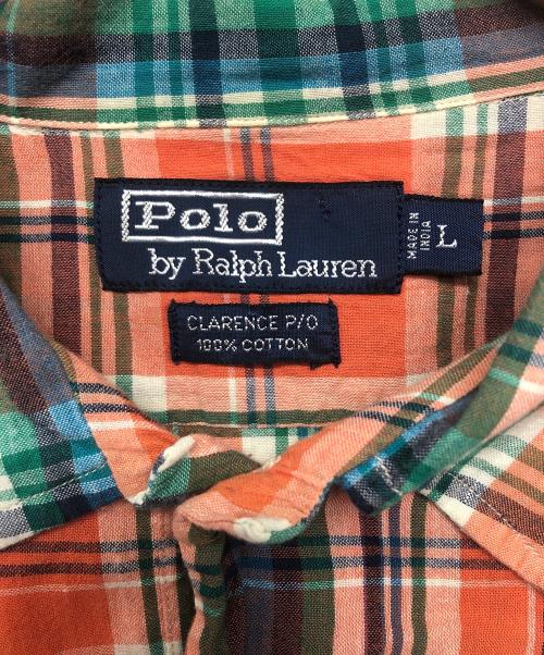 POLO RALPH LAUREN（ポロ・ラルフローレン）POLO RALPH LAUREN (ポロ・ラルフローレン) CLARENCE P/O　半袖チャックシャツ オレンジ サイズ:Lの古着・服飾アイテム