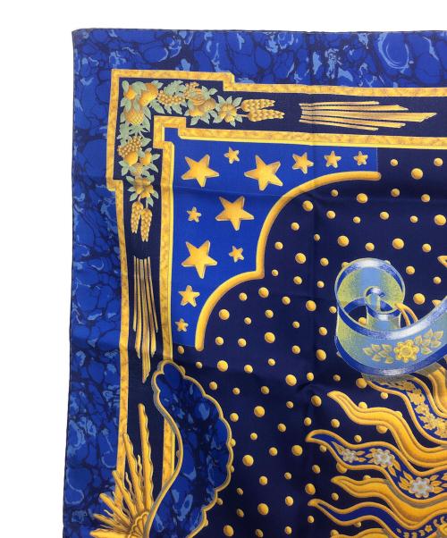 HERMES（エルメス）HERMES (エルメス) カレ90 「carpe diem」今日1日を楽しむ ブルーの古着・服飾アイテム