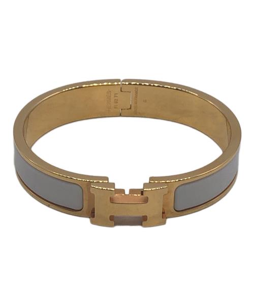 HERMES（エルメス）HERMES (エルメス) クリッククラックPM　バングル ホワイトの古着・服飾アイテム