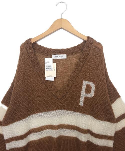 THE PAUSE（ザポーズ）THE PAUSE (ザポーズ) ラインモヘヤニットプルオーバー ブラウン サイズ:F 未使用品の古着・服飾アイテム
