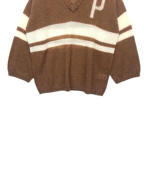 THE PAUSE（ザポーズ）THE PAUSE (ザポーズ) ラインモヘヤニットプルオーバー ブラウン サイズ:F 未使用品の古着・服飾アイテム