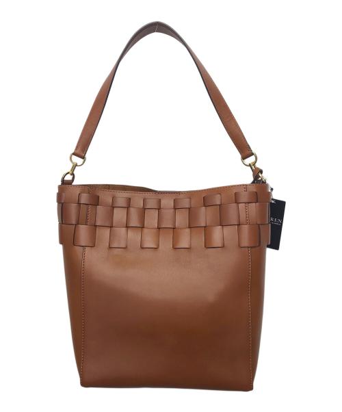 LAUREN RALPH LAUREN（ローレンラルフローレン）LAUREN RALPH LAUREN (ローレンラルフローレン) 編みトートバッグ ブラウンの古着・服飾アイテム