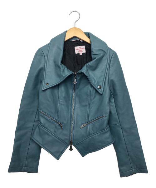 Vivienne Westwood RED LABEL（ヴィヴィアンウエストウッドレッドレーベル）Vivienne Westwood RED LABEL (ヴィヴィアンウエストウッドレッドレーベル) ラムレザージャケット ブルー サイズ:1の古着・服飾アイテム
