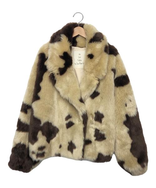 Sea Room lynn（シールームリン）Sea Room lynn (シールームリン) エコファーショートコート ベージュ×ブラウン サイズ:FREEの古着・服飾アイテム