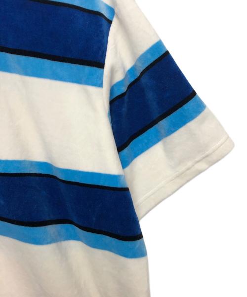 SUPREME（シュプリーム）SUPREME (シュプリーム) stripe velour polo  ポロシャツ 21ss ブルー×ホワイト サイズ:Mの古着・服飾アイテム