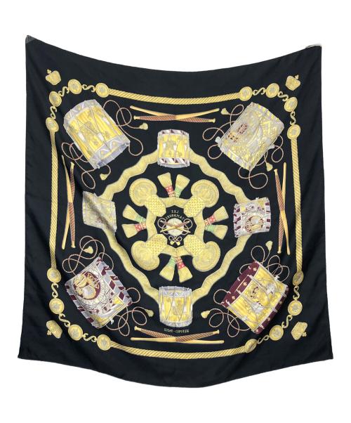 HERMES（エルメス）HERMES (エルメス) LES TAMBOURS　スカーフ ブラックの古着・服飾アイテム