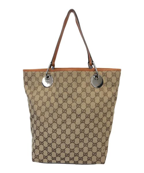 GUCCI（グッチ）GUCCI (グッチ) トートバッグ オレンジ×ブラウンの古着・服飾アイテム