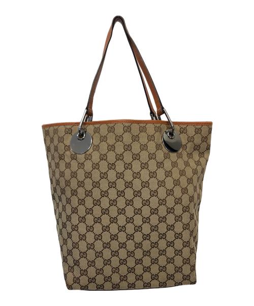 GUCCI（グッチ）GUCCI (グッチ) トートバッグ オレンジ×ブラウンの古着・服飾アイテム