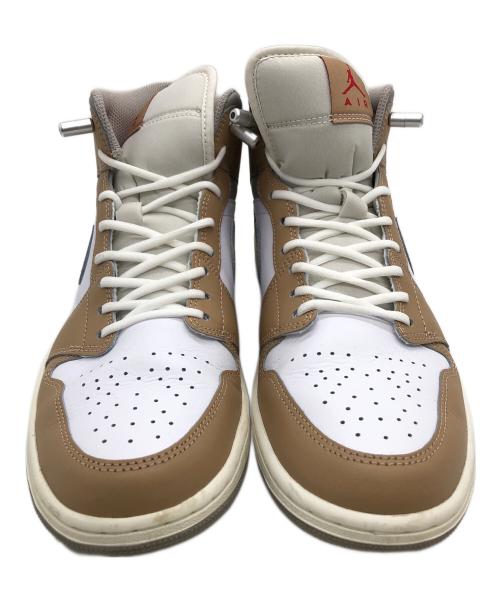 NIKE（ナイキ）NIKE (ナイキ) Jordan 1 Mid Rattan White College Grey ハイカットスニーカー ベージュ サイズ:27cmの古着・服飾アイテム
