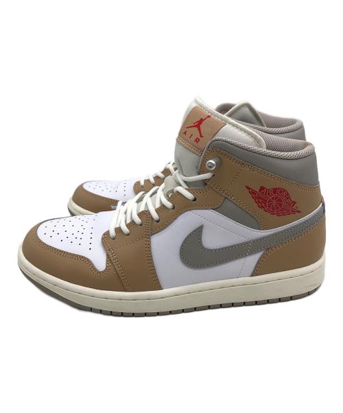 NIKE（ナイキ）NIKE (ナイキ) Jordan 1 Mid Rattan White College Grey ハイカットスニーカー ベージュ サイズ:27cmの古着・服飾アイテム