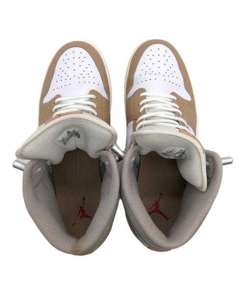 NIKE（ナイキ）NIKE (ナイキ) Jordan 1 Mid Rattan White College Grey ハイカットスニーカー ベージュ サイズ:27cmの古着・服飾アイテム